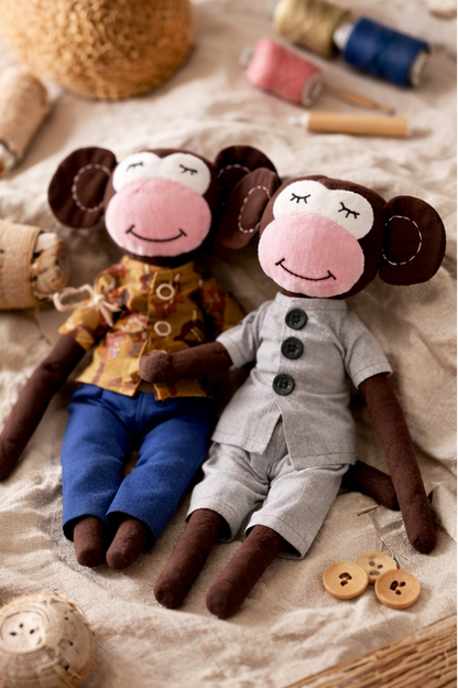 Handmade Fabric Monkey Doll Toy for Kids