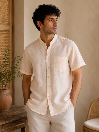 VAYU: Pearled Ivory Organic Kala Cotton Shirt | Handwoven Sustainable Cotton