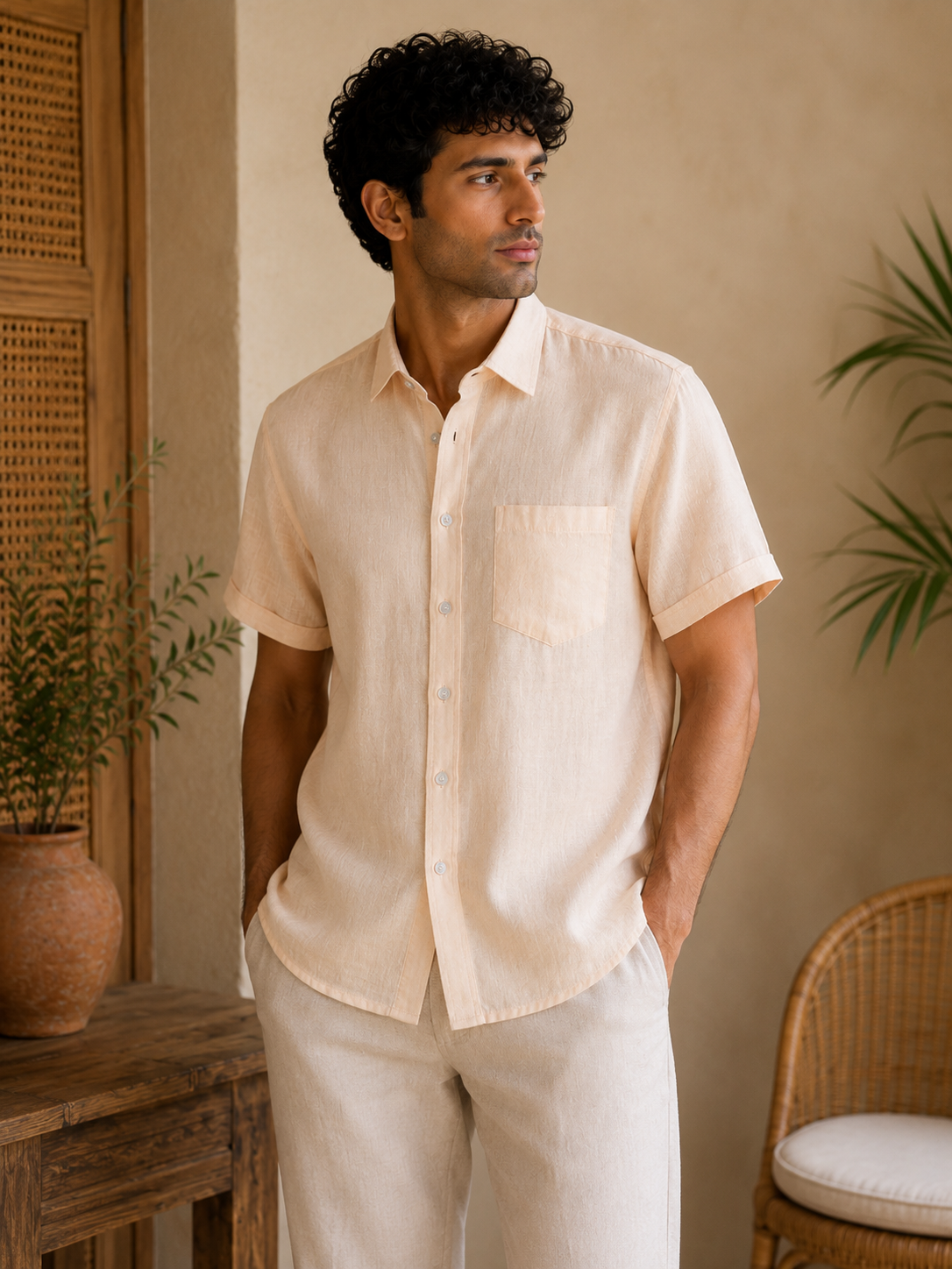 VAYU: Pearled Ivory Organic Kala Cotton Shirt | Handwoven Sustainable Cotton