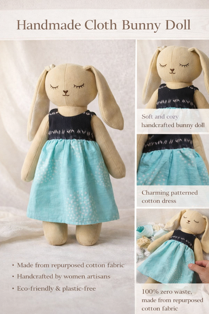 Handmade Fabric Bunny Doll Toy for Kids