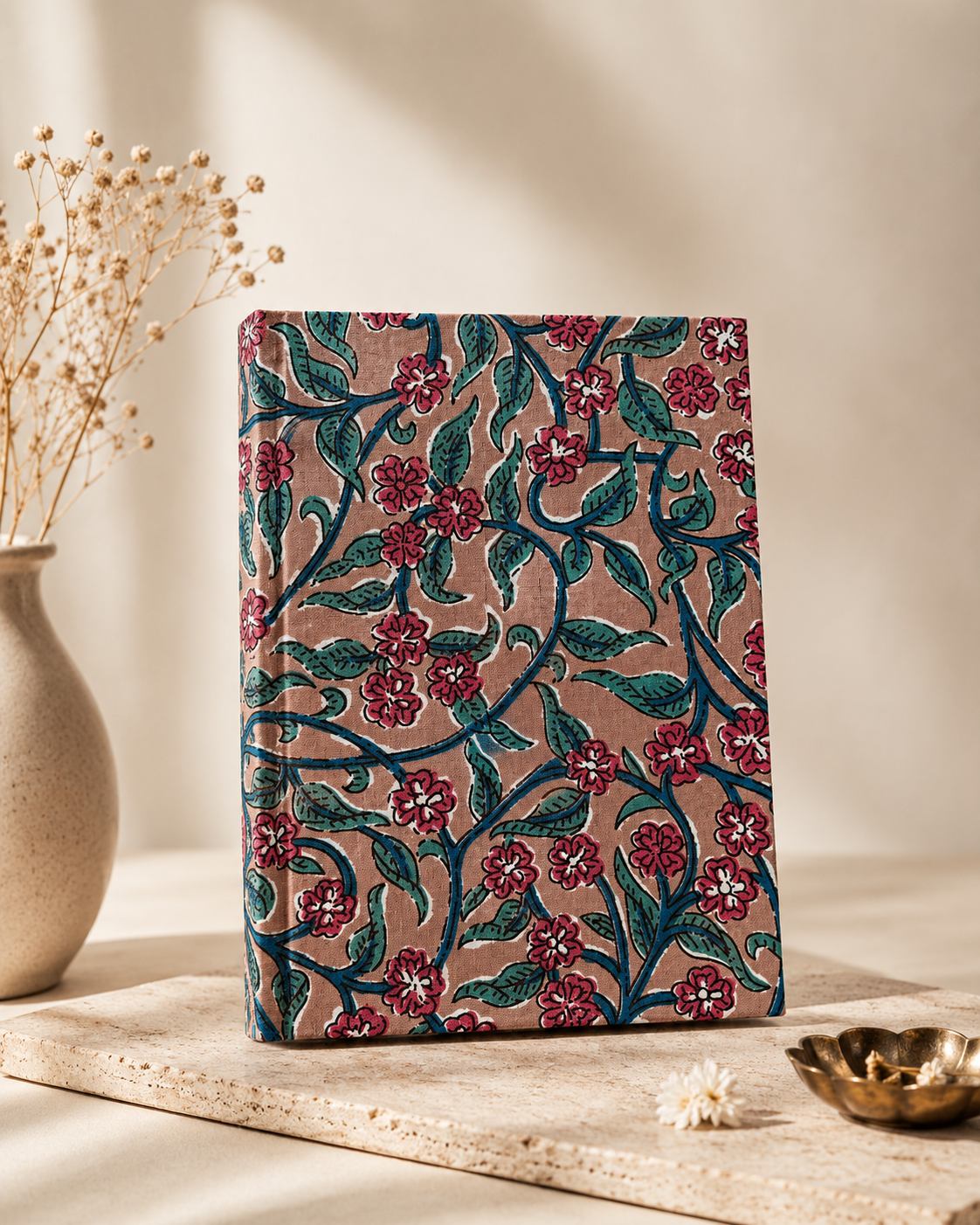 Handblock Print Hardcover Fabric Journal 8x6