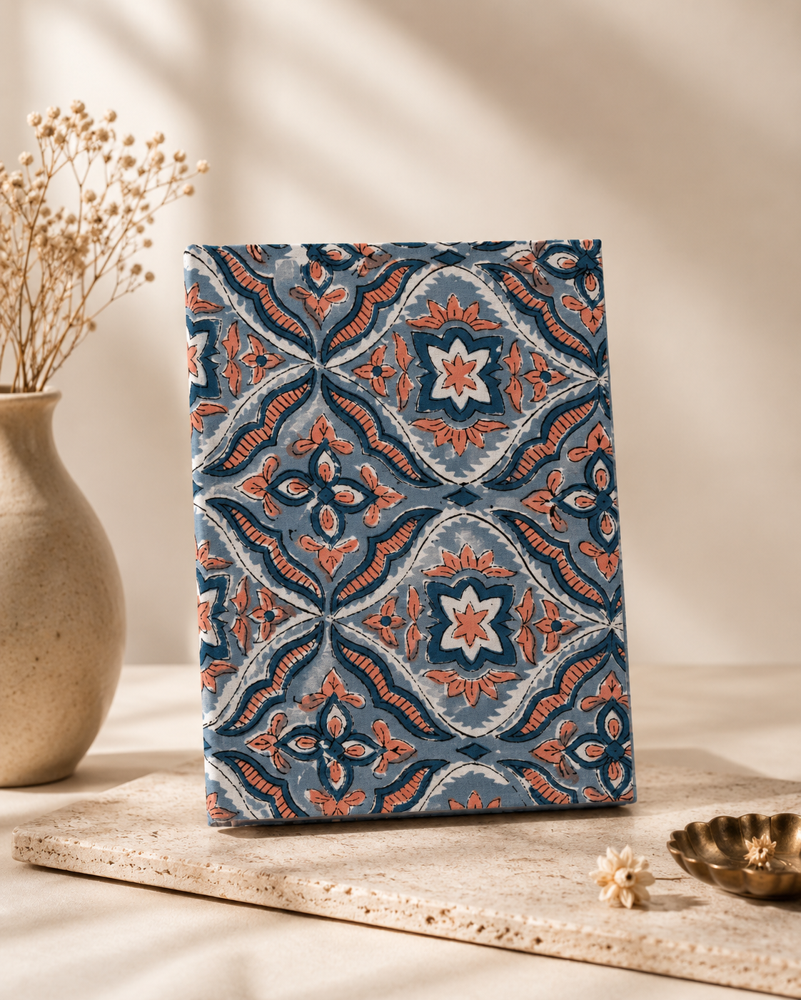 Handblock Print Hardcover Fabric Journal 8x6