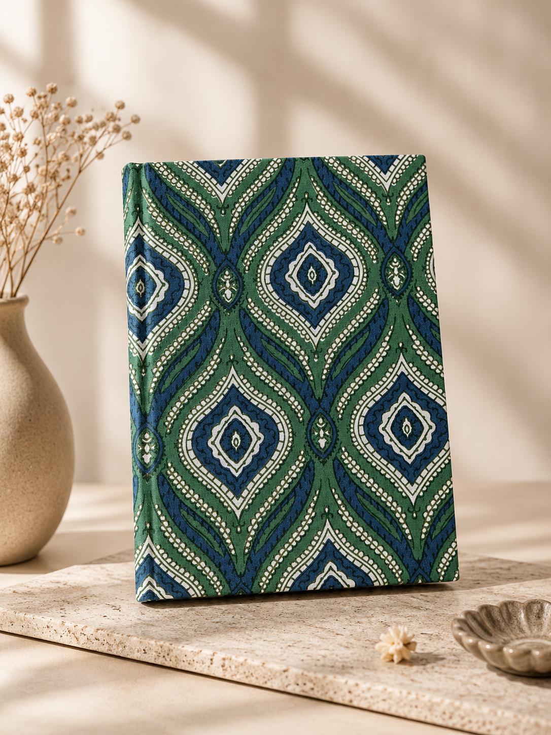 Handblock Print Hardcover Fabric Journal 8x6