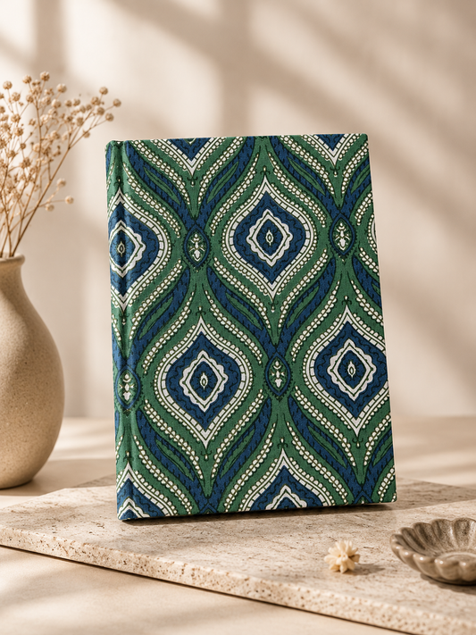 Handblock Print Hardcover Fabric Journal 8x6