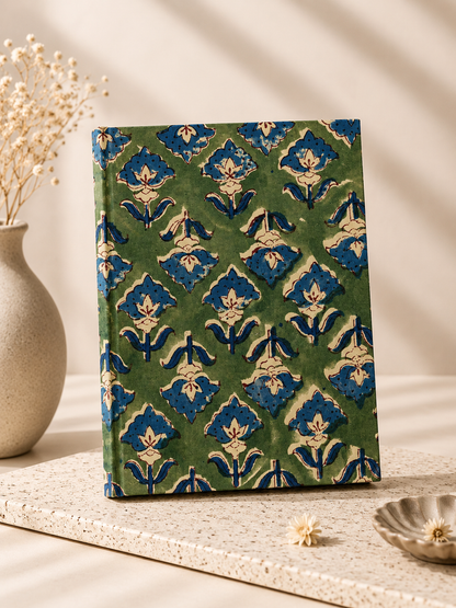 Handblock Print Hardcover Fabric Journal 8x6