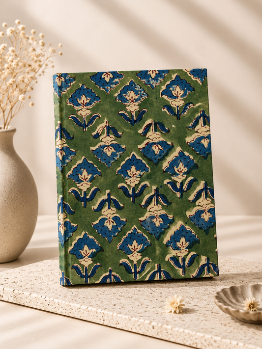 Handblock Print Hardcover Fabric Journal 8x6
