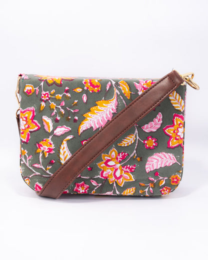 Tropical Green Blockprinted Cross Body Bags