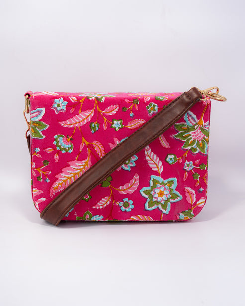 Pink Paradise Blockprintedi Cross Body Bags