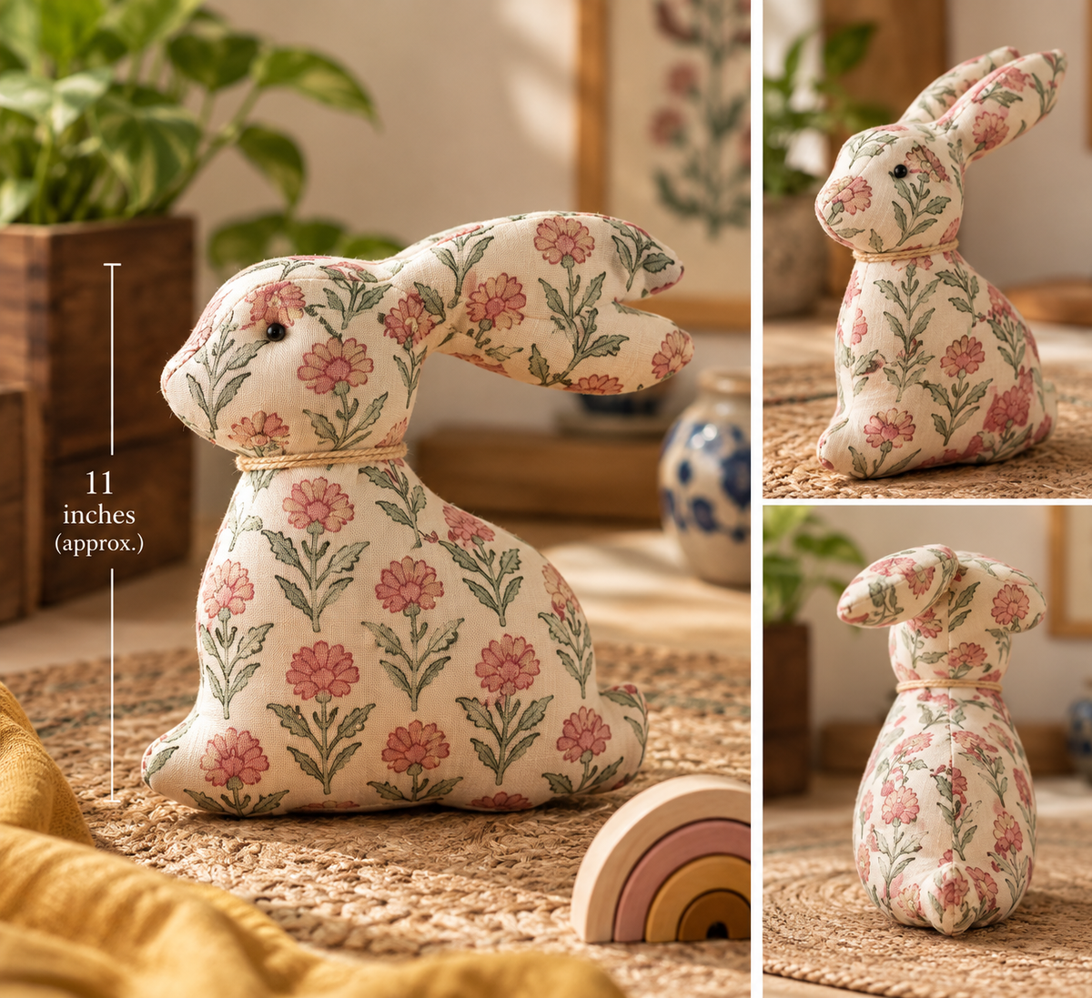 Handmade Upcycled Fabric Rabbit Doll Toy for Kids
