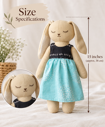 Handmade Upcycled Fabric Bunny Doll Toy for Kids
