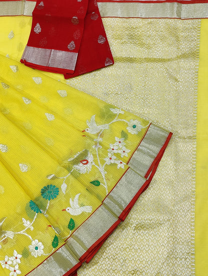 Handloom Pure Zari Kota Silk Saree