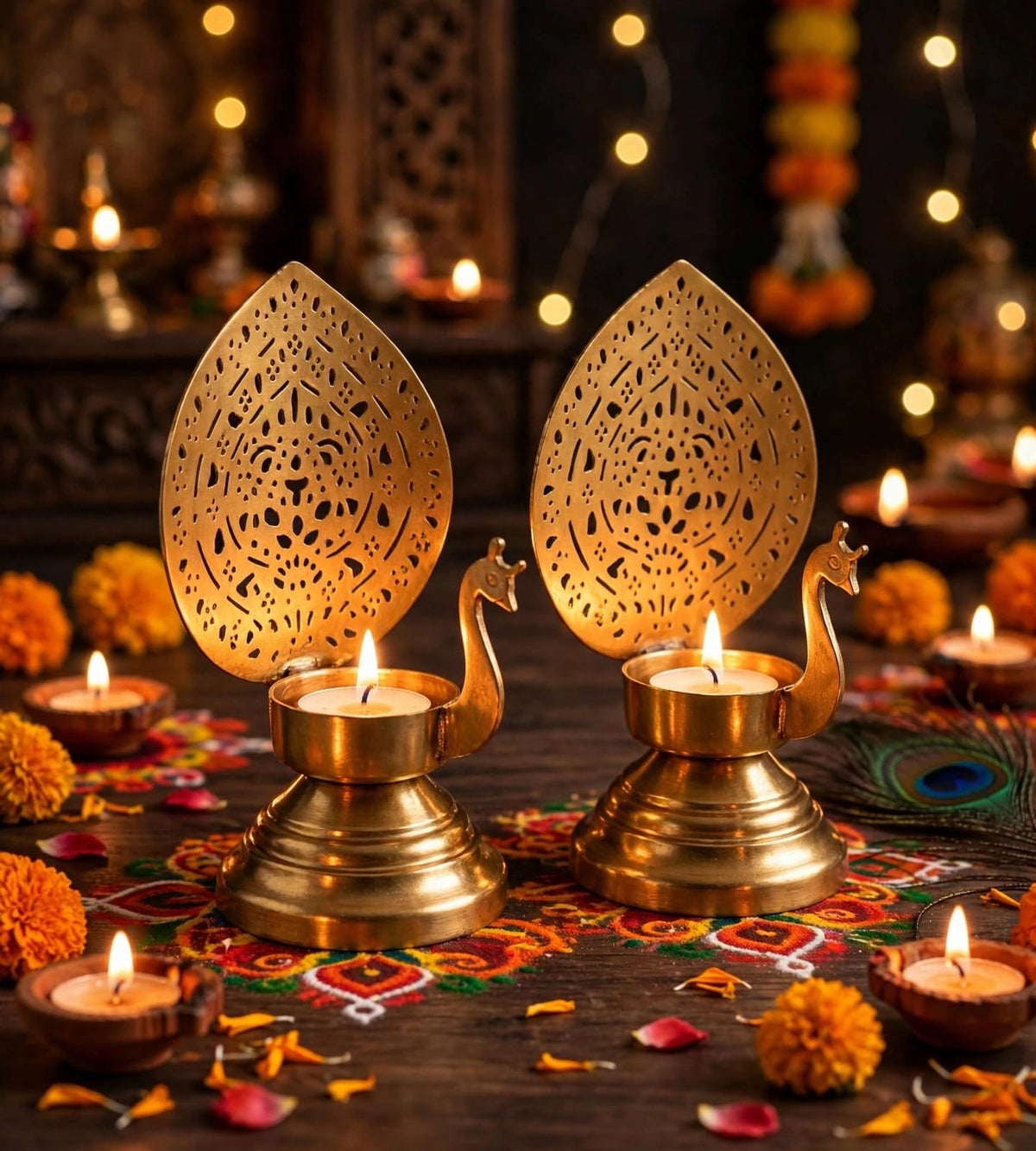 Brass Pea cock Tea light