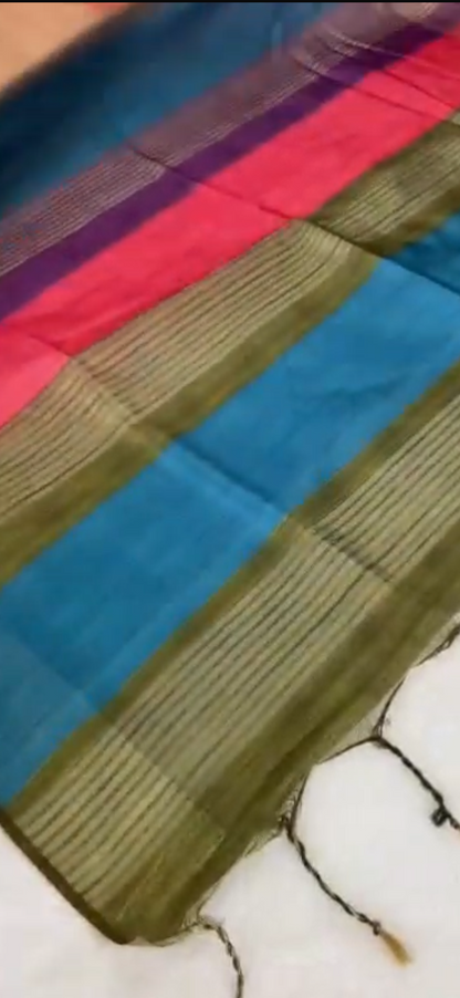 Handwoven Desi Ghicha Silk Saree with Traditional Motifs