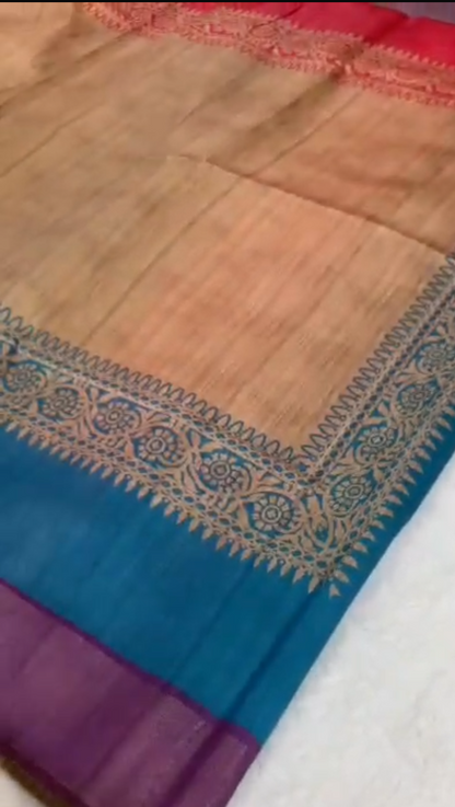Handwoven Desi Ghicha Silk Saree with Traditional Motifs