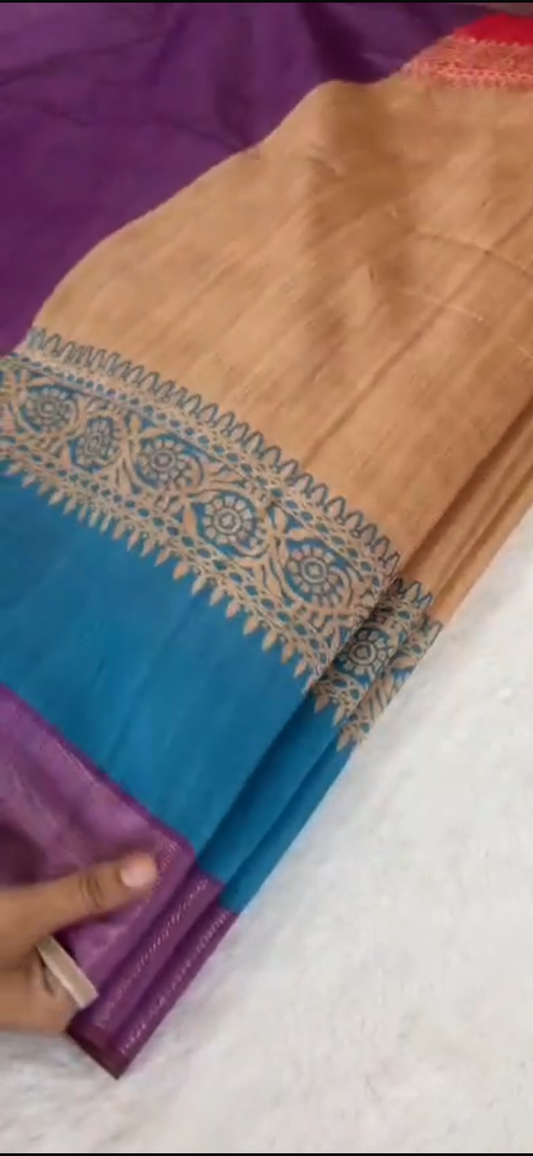 Handwoven Desi Ghicha Silk Saree with Traditional Motifs