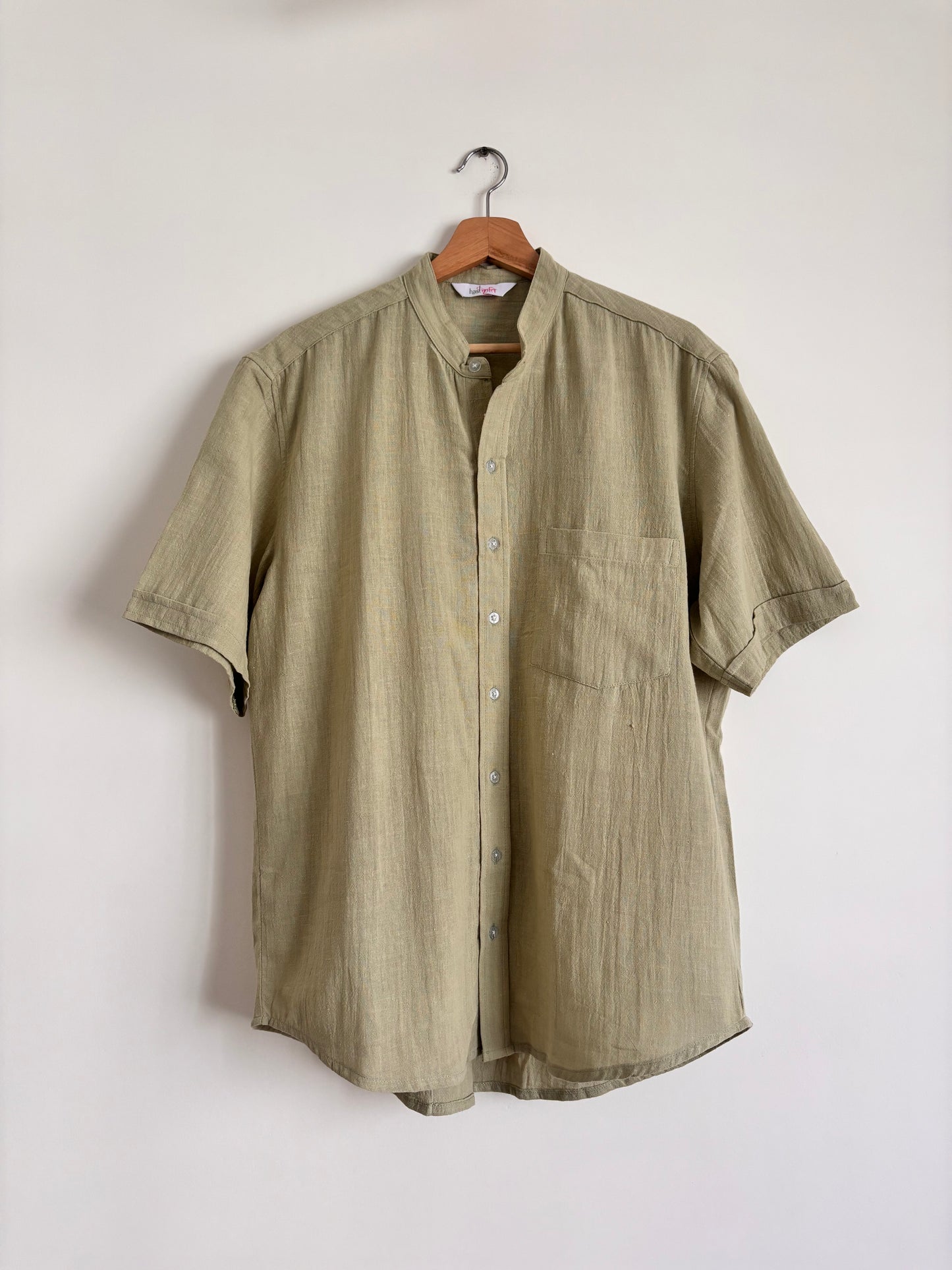 PRITHVI: Sage Green Organic Kala Cotton Shirt | Handwoven Sustainable Cotton