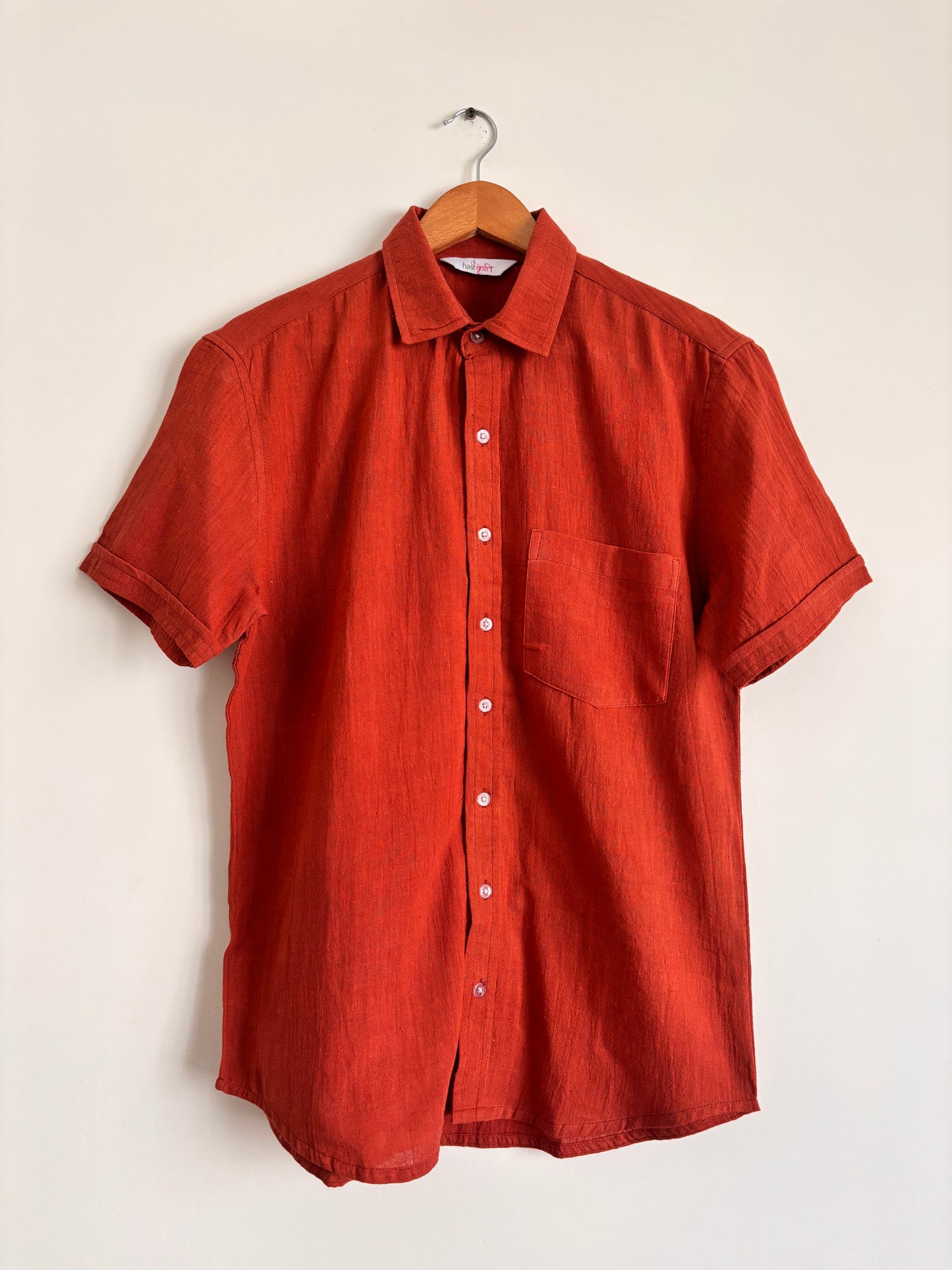 AGNI: Rust Organic Kala Cotton Shirt | Handwoven Sustainable Cotton
