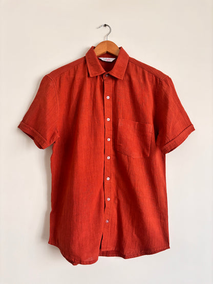 AGNI: Rust Organic Kala Cotton Shirt | Handwoven Sustainable Cotton