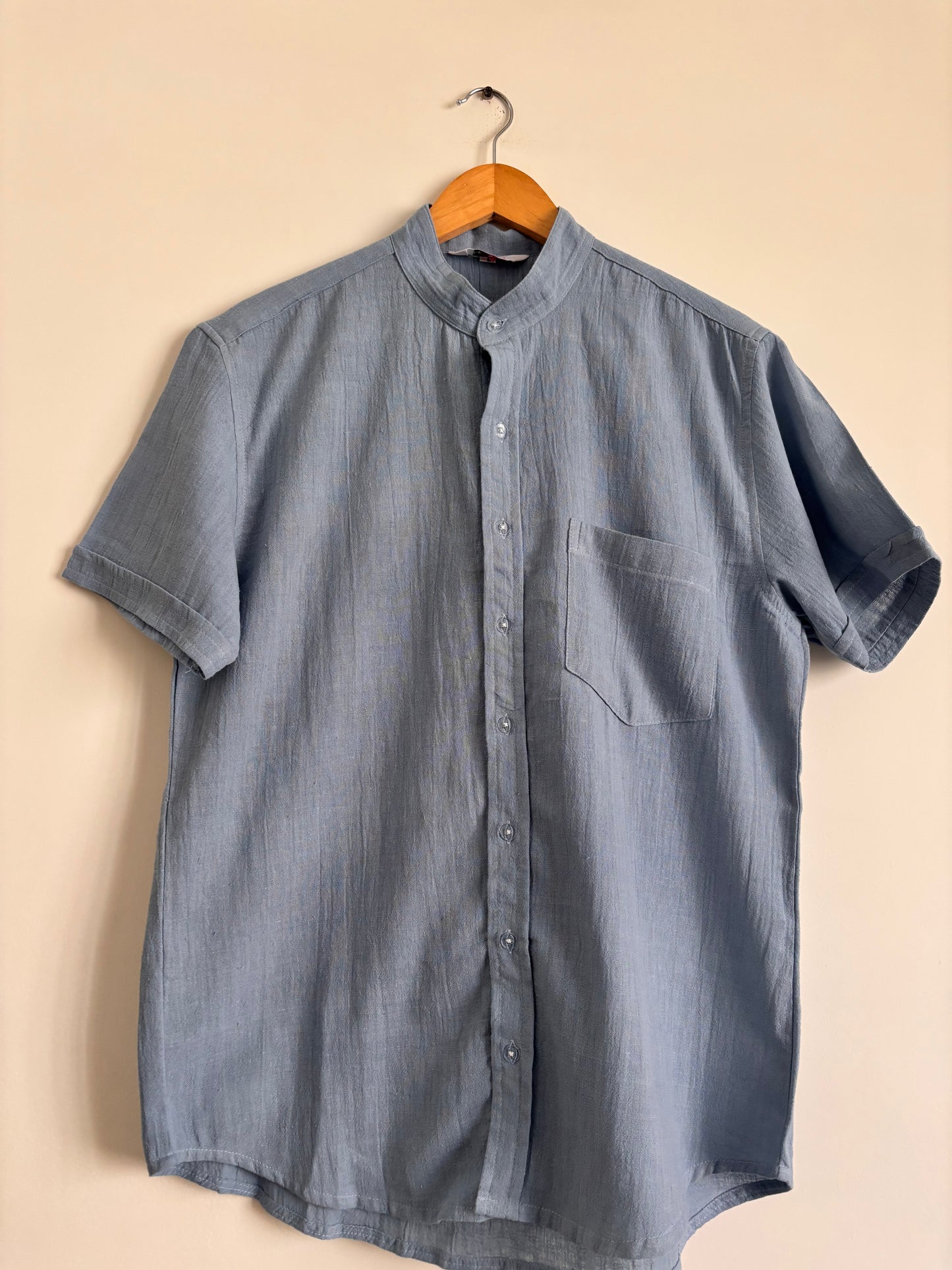 JAL: Dusty Blue Organic Kala Cotton Shirt | Handwoven Sustainable Cotton