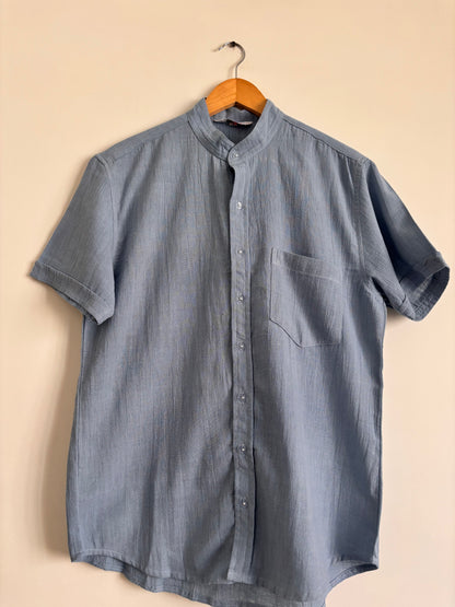 JAL: Dusty Blue Organic Kala Cotton Shirt | Handwoven Sustainable Cotton