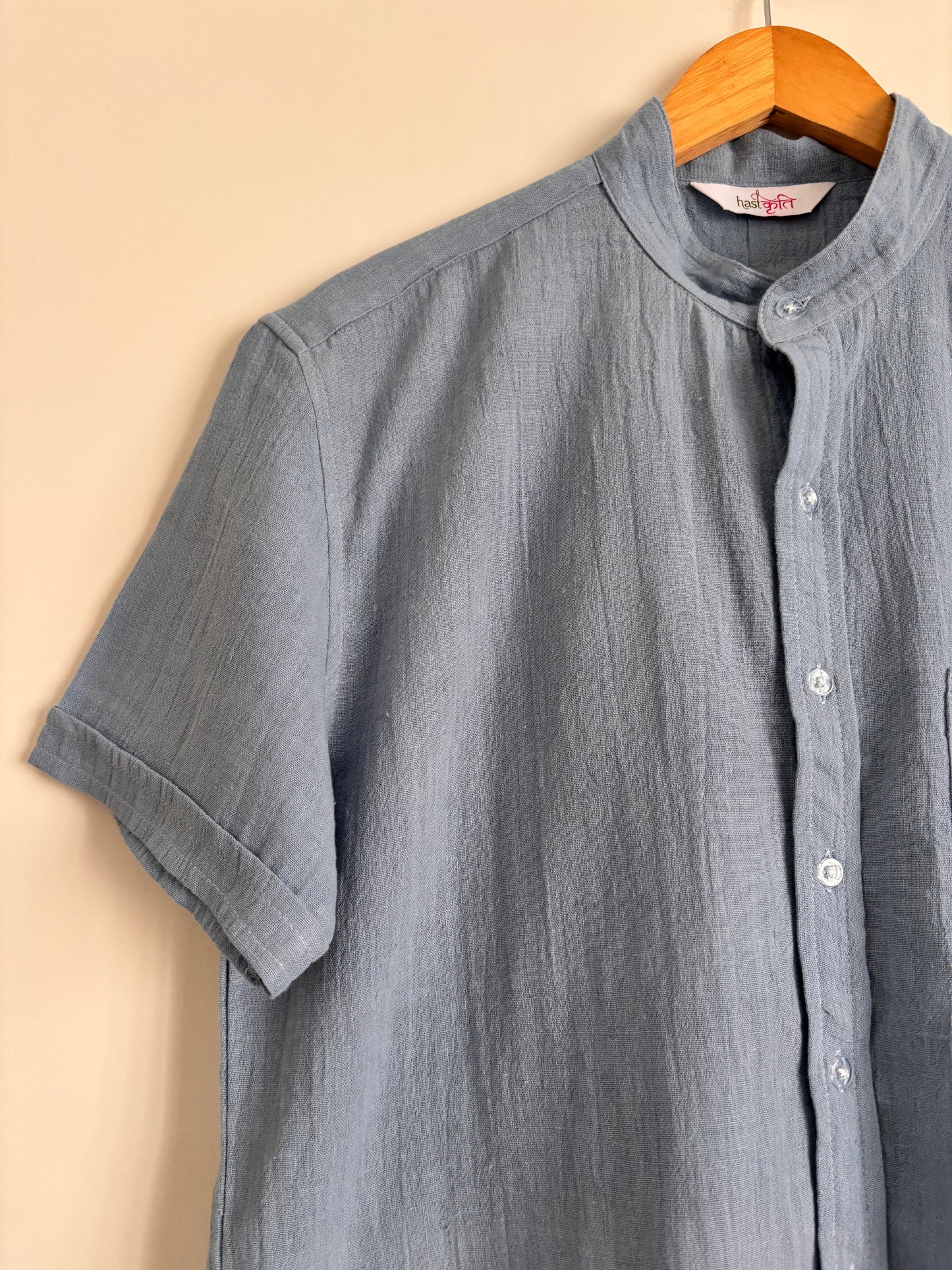 JAL: Dusty Blue Organic Kala Cotton Shirt | Handwoven Sustainable Cotton