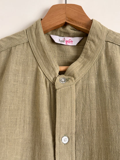 PRITHVI: Sage Green Organic Kala Cotton Shirt | Handwoven Sustainable Cotton
