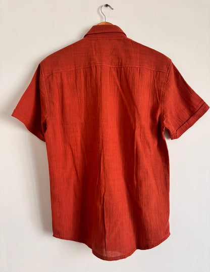 AGNI: Rust Organic Kala Cotton Shirt | Handwoven Sustainable Cotton