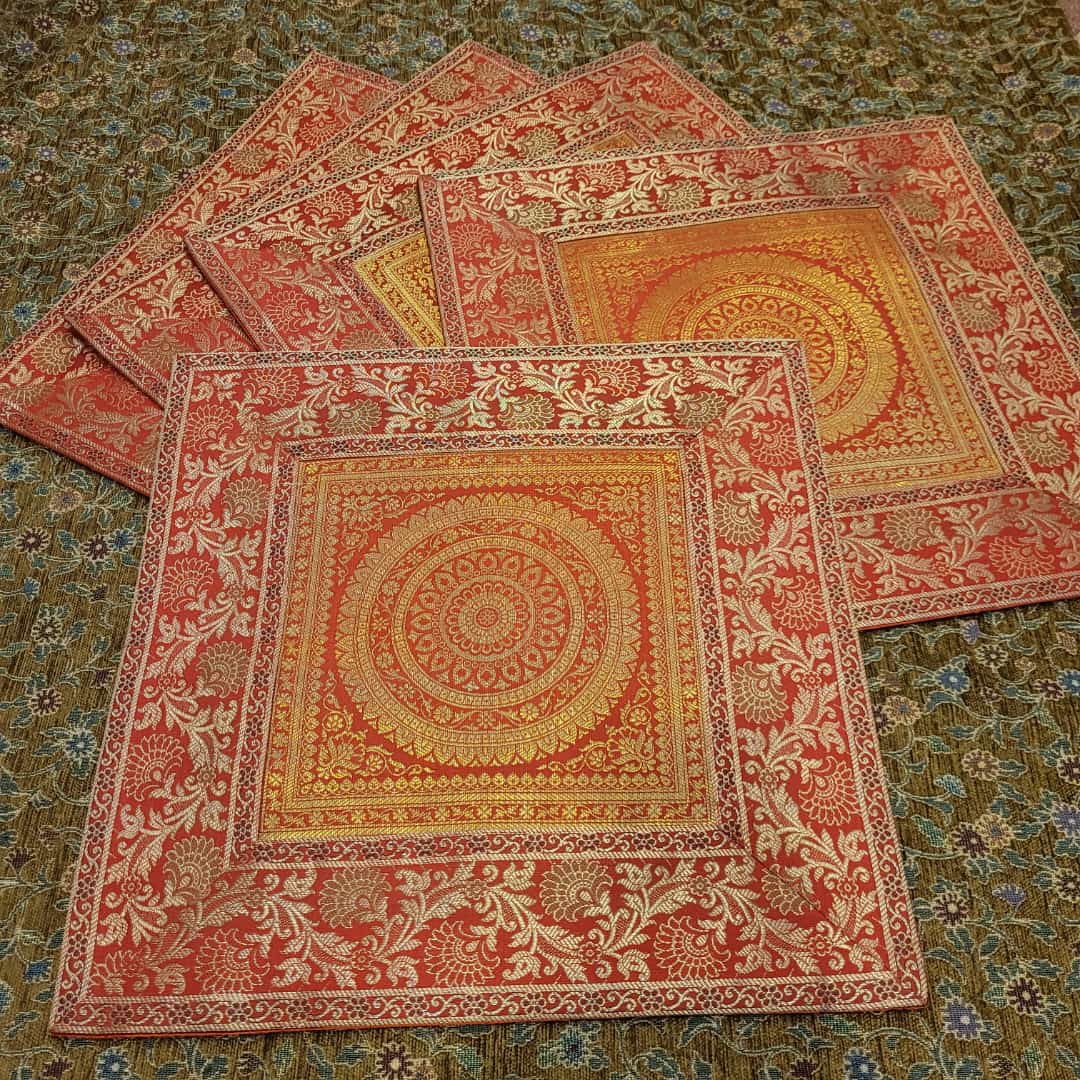 Set of 5 Silk Brocade Cushion Covers