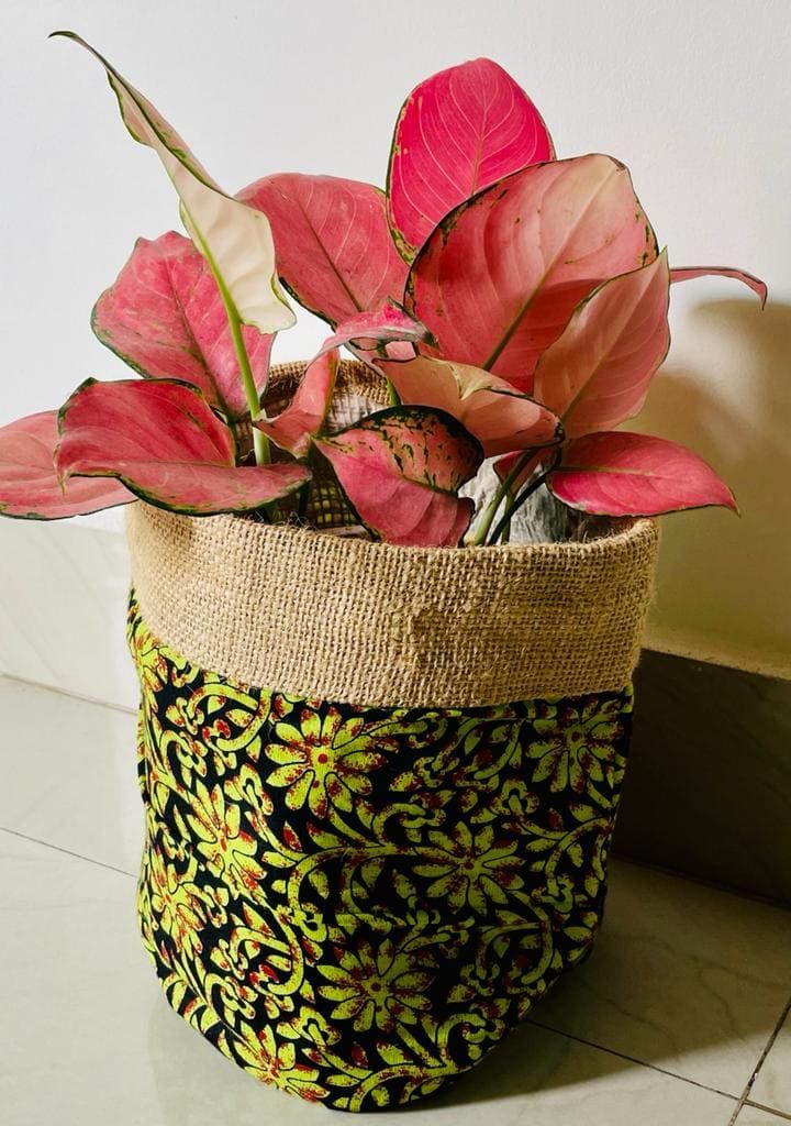 Yellow Floral print Ecomaalee Pot