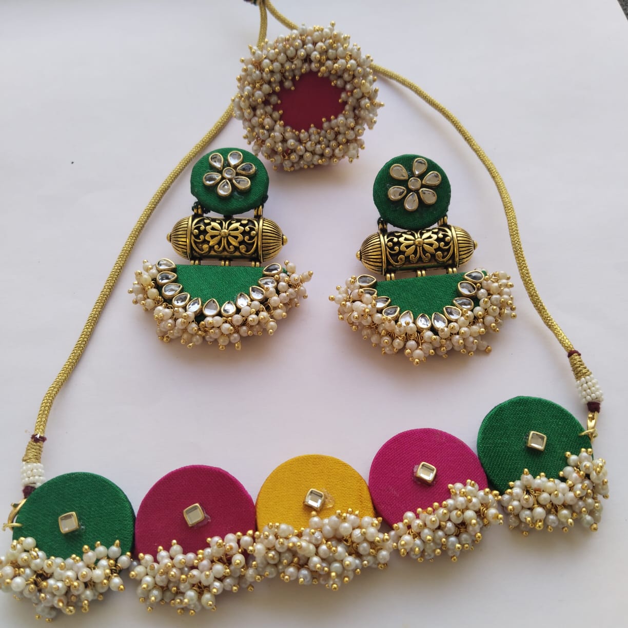 Handmade Fabric Jewellery Set