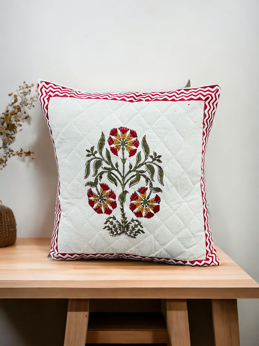 Pack of 5 Hand Block Print Quilted Cushion Covers