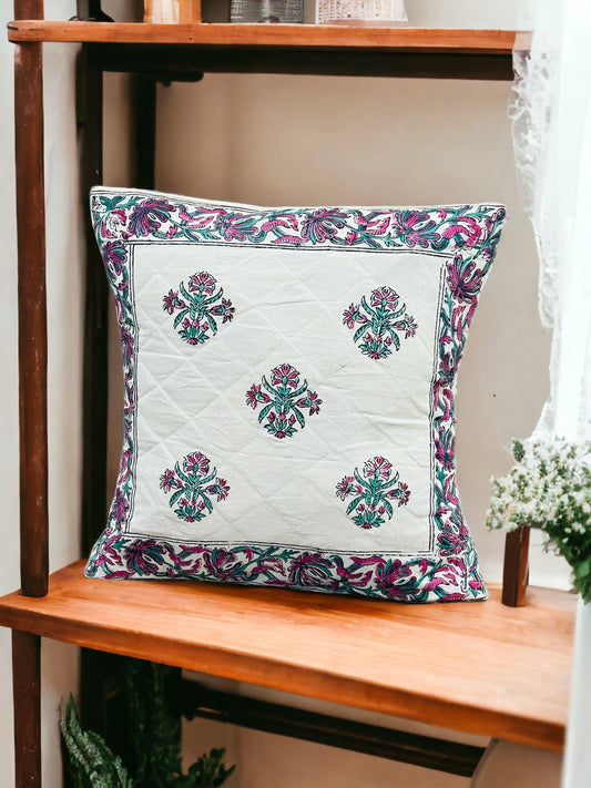 Pack of 5 Hand Block Print Quilted Cushion Covers