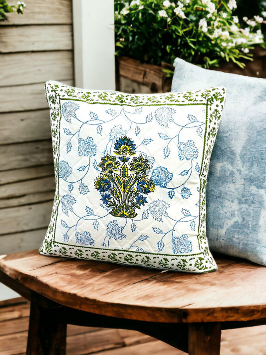 Pack of 5 Hand Block Print Quilted Cushion Covers