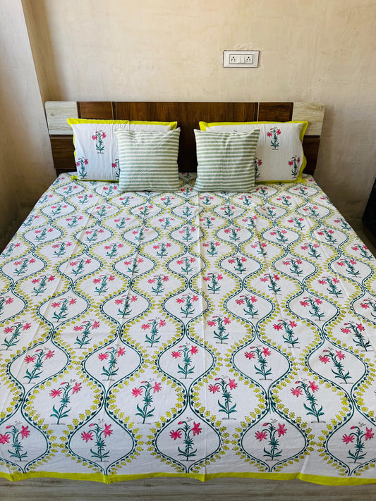Handblock Printed King Size Bedding Set