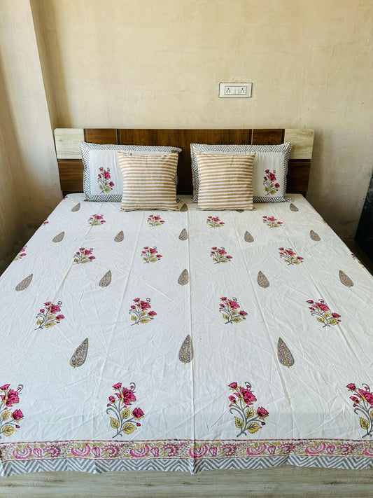 Handblock Printed King Size Bedding Set