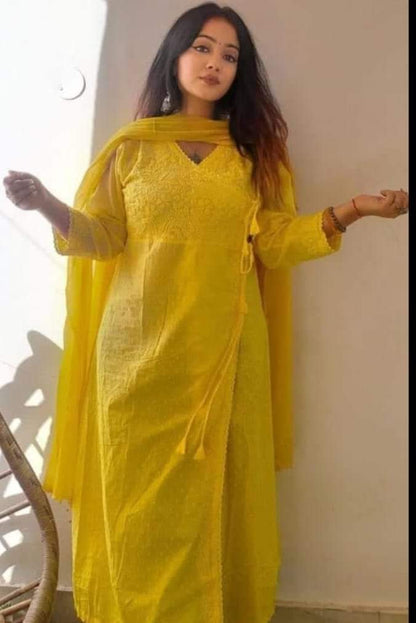Angarkha Hand Chikankari Kurti