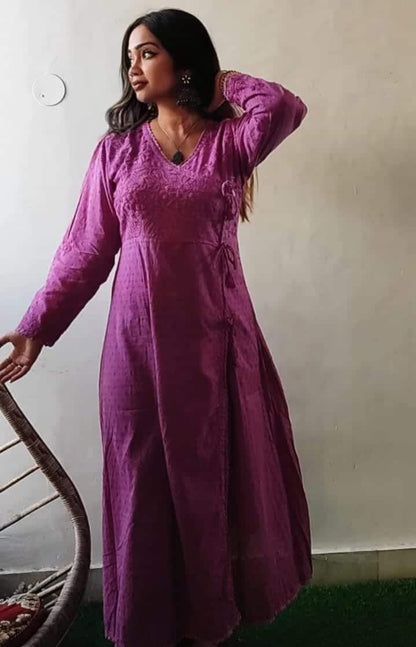 Angarkha Hand Chikankari Kurti