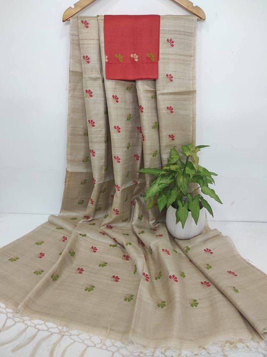 Handloom Pure Tussar Munga Silk Saree