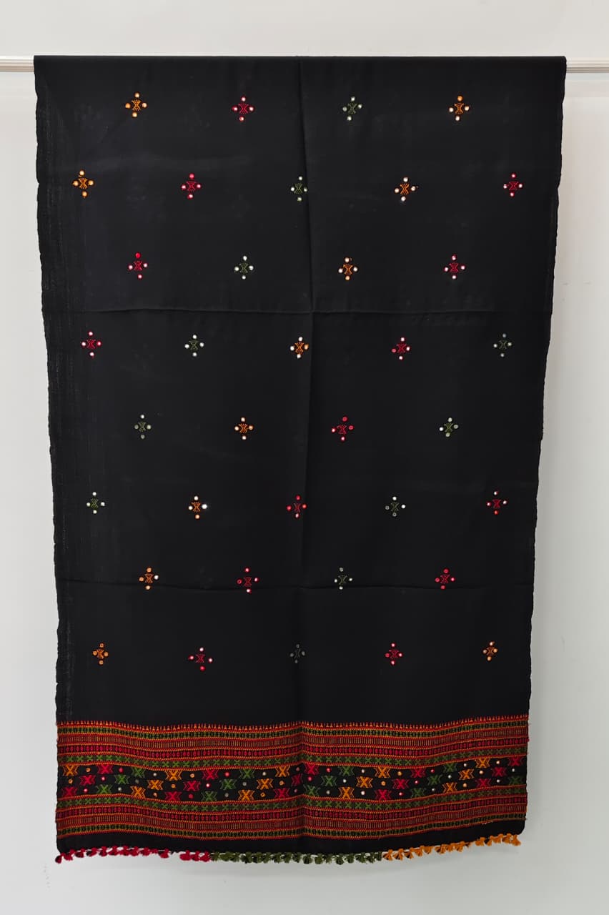 Kutch Handloom Weave Shawl with Mirror Work