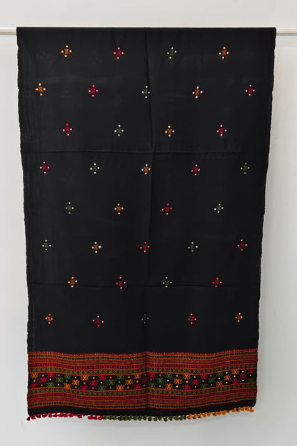 Kutch Handloom Weave Shawl with Mirror Work