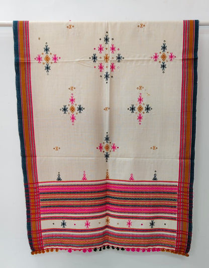 Kutch Handloom Weave Shawl with Mirror Work