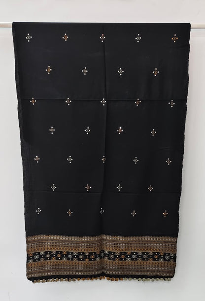 Kutch Handloom Weave Shawl with Mirror Work