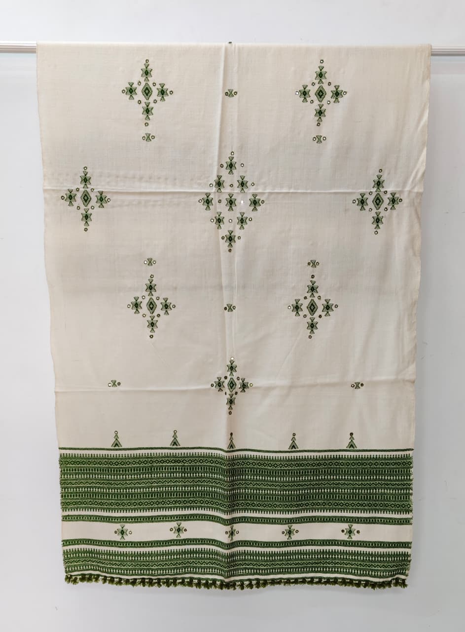 Kutch Handloom Weave Shawl with Mirror Work