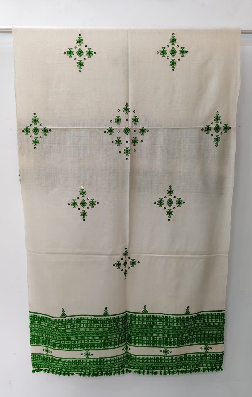 Kutch Handloom Weave Shawl with Mirror Work