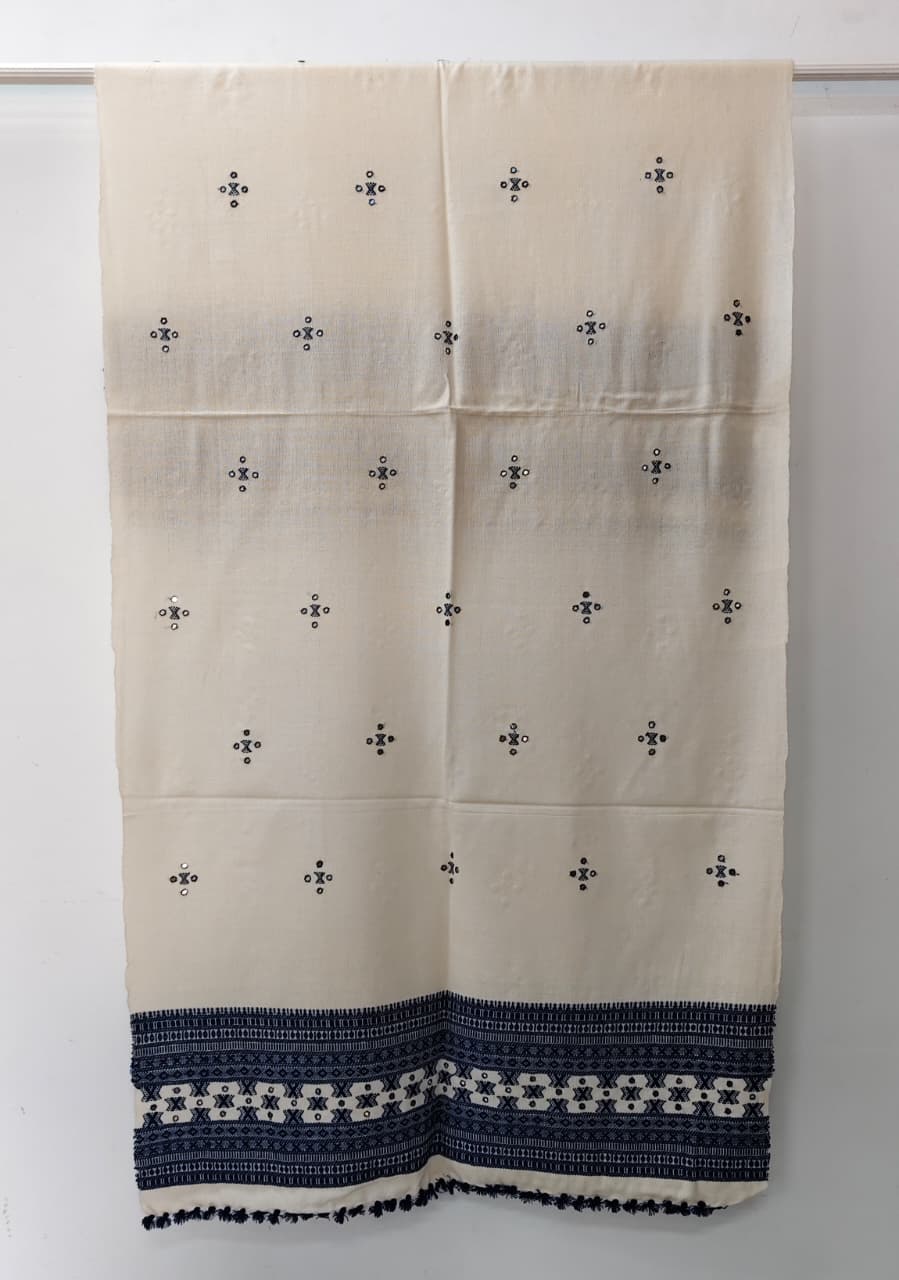 Kutch Handloom Weave Shawl with Mirror Work