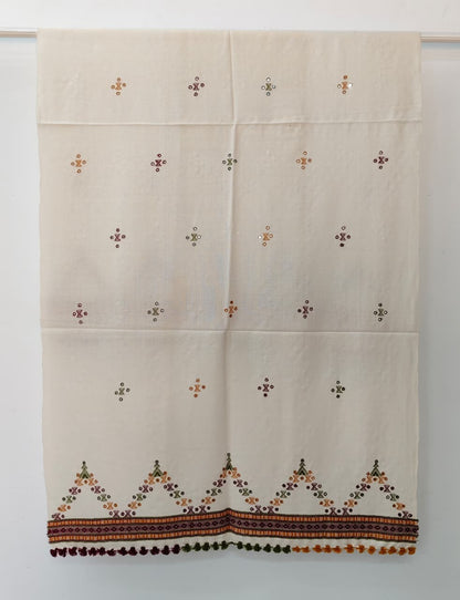 Kutch Handloom Weave Shawl with Mirror Work