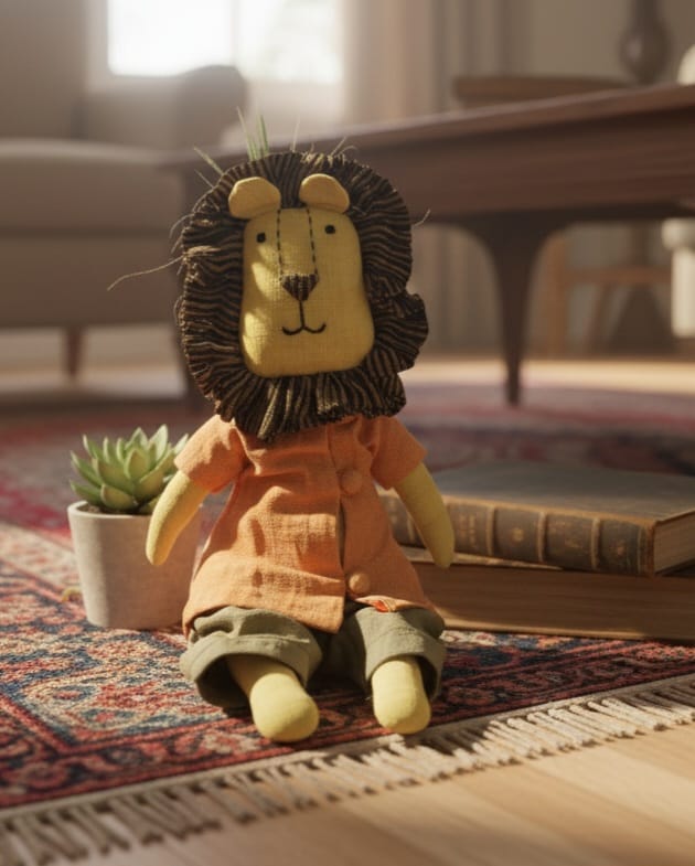 Handmade Fabric Lion Doll Toy for Kids
