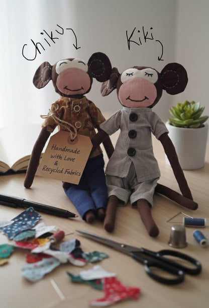 Handmade Fabric Monkey Doll Toy for Kids