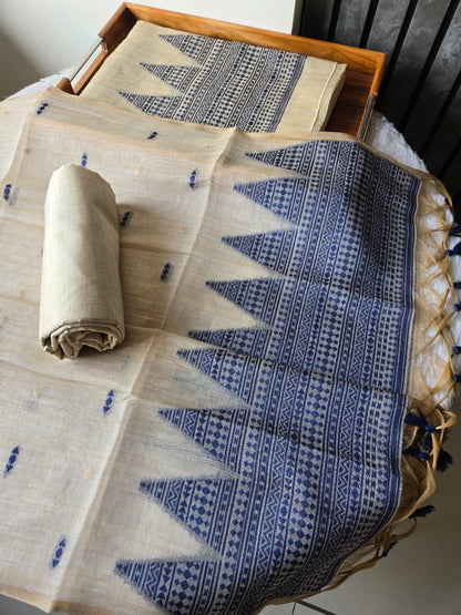 Handwoven Muga Cotton Unstitched Suit Set with Dupatta