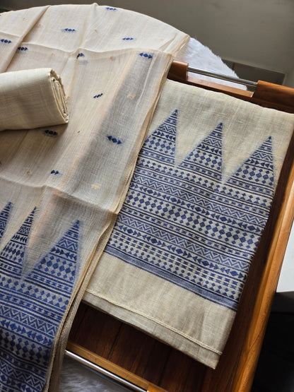 Handwoven Muga Cotton Unstitched Suit Set with Dupatta
